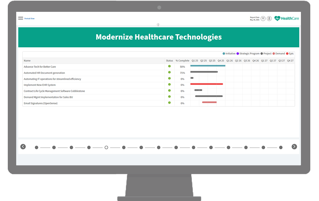 strategic gantt chart servicenow desktop